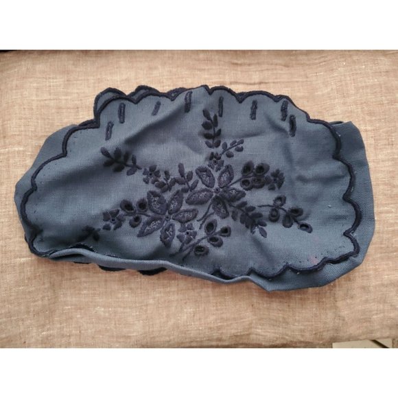 Vintage Boho Cottage Core Linen Floral Handmade Embroidered Top Handle Clutch - Picture 9 of 11